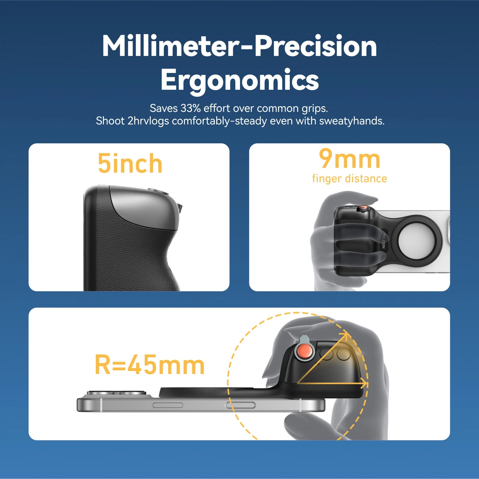 TELESIN Magnetic Phone Camera Shoot Hand Grip – Phone Holder Shooting Aid