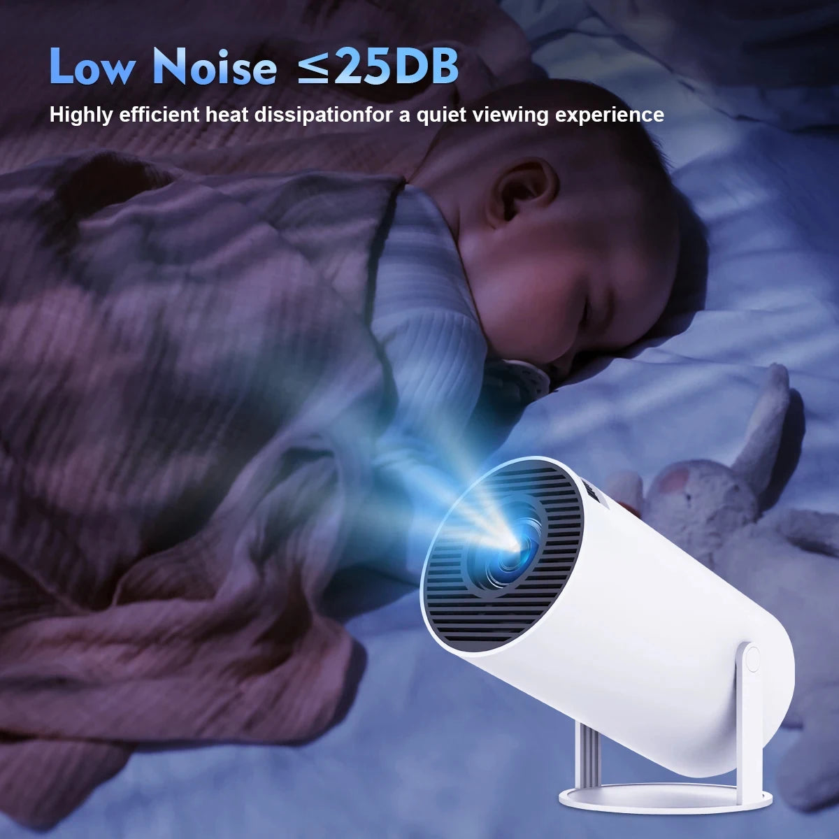 Smart Mini Projector – Android 12 | WiFi | Bluetooth 5.2 | 180° Rotation