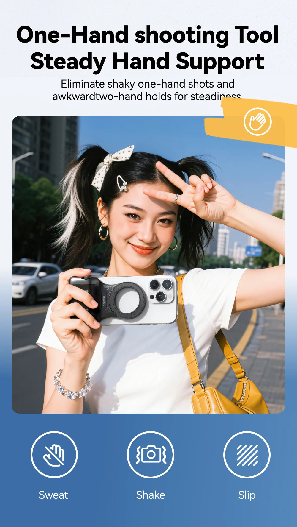 TELESIN Magnetic Phone Camera Shoot Hand Grip – Phone Holder Shooting Aid