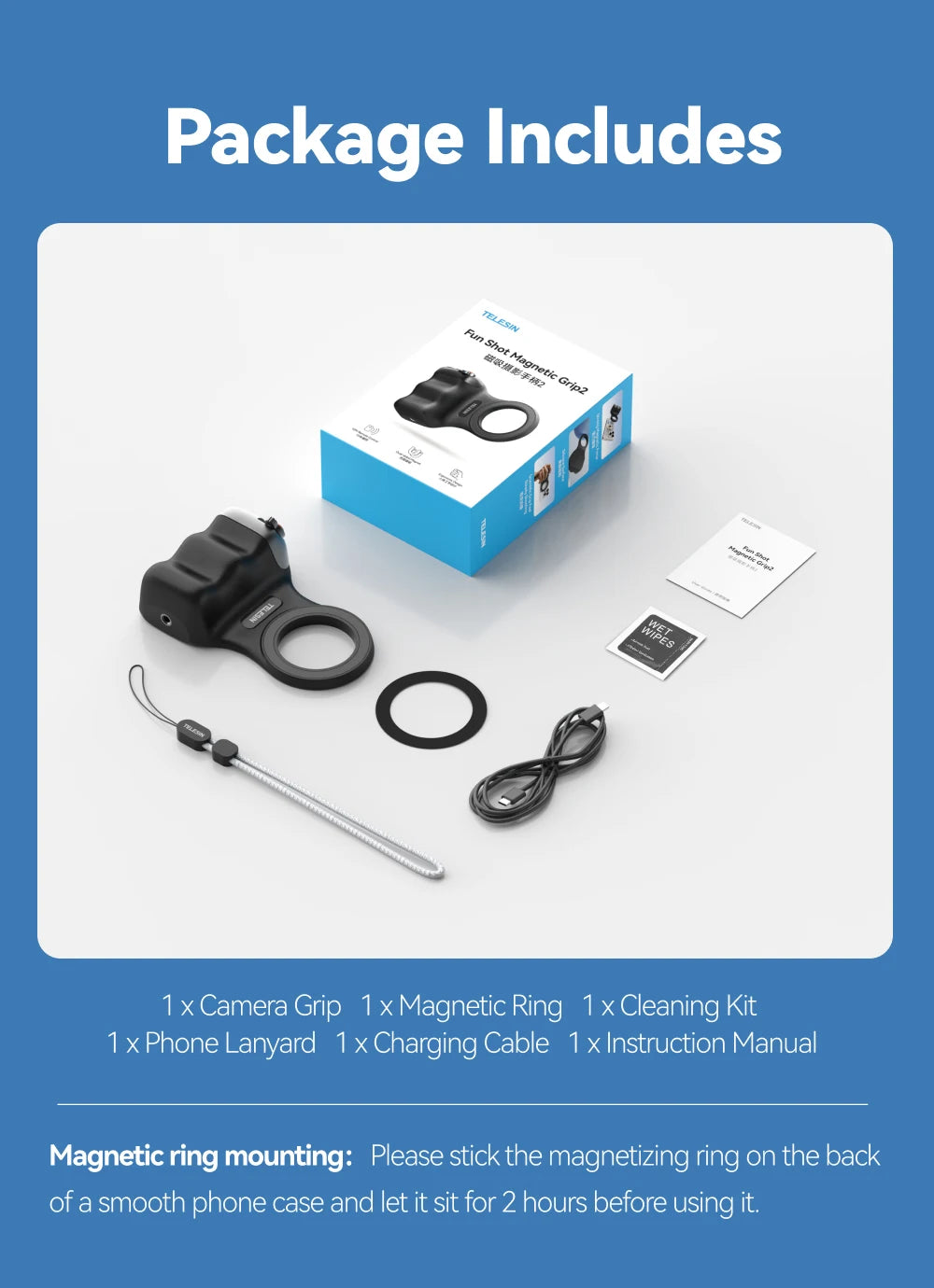 TELESIN Magnetic Phone Camera Shoot Hand Grip – Phone Holder Shooting Aid