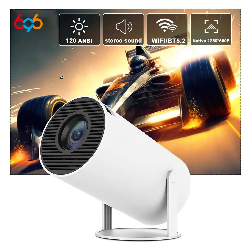Smart Mini Projector – Android 12 | WiFi | Bluetooth 5.2 | 180° Rotation