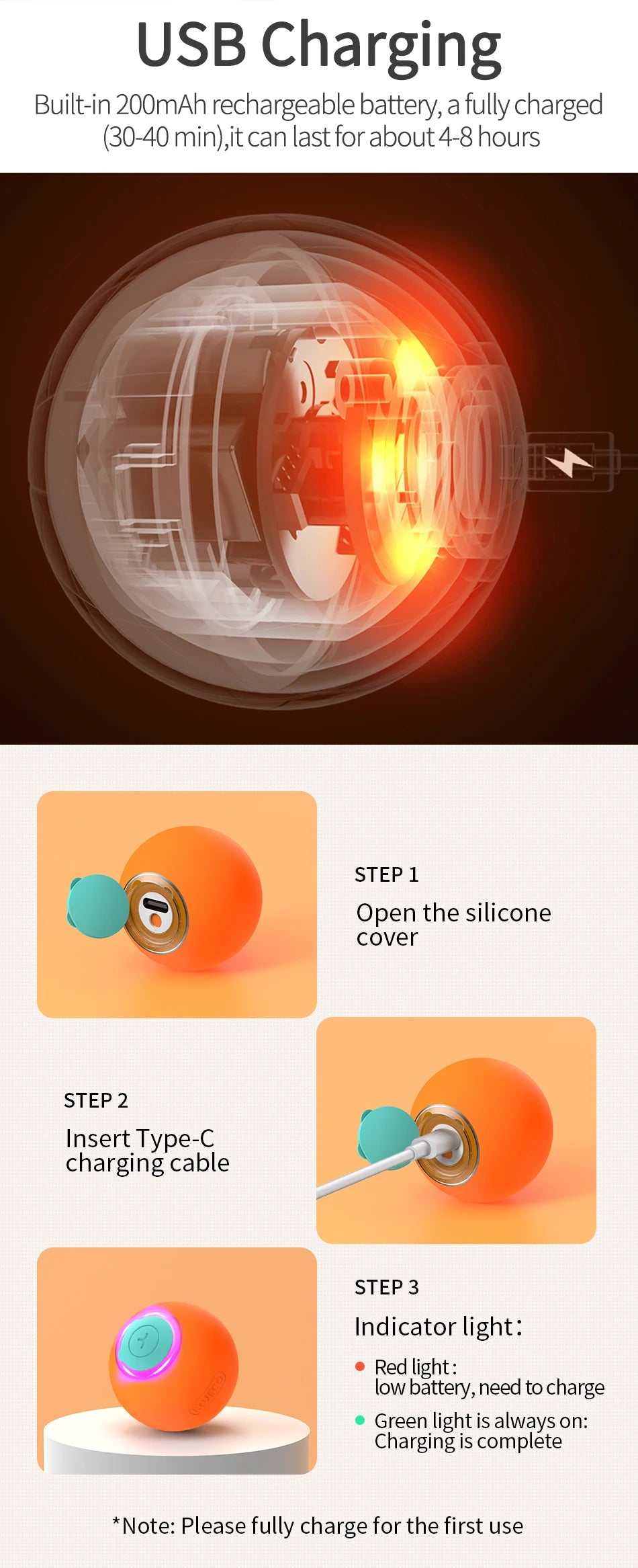 Smart Interactive Cat Bouncing Ball – Automatic Rolling Toy